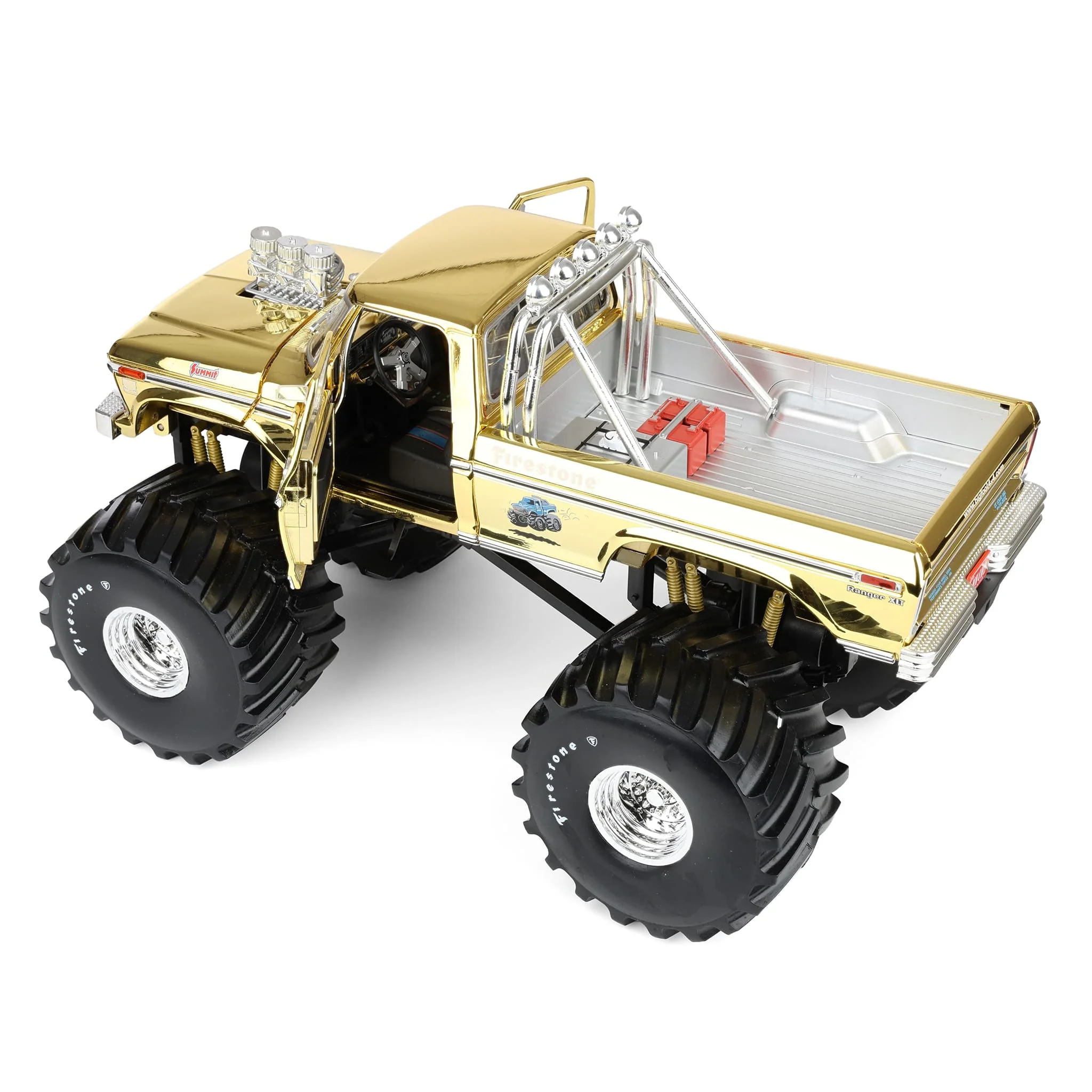 1/18 Gold Chrome Bigfoot #1 50th Anniversary 1979 Ford F-250 Monster Truck with Bob Chandler Figurine, Limited Edition - Image 7