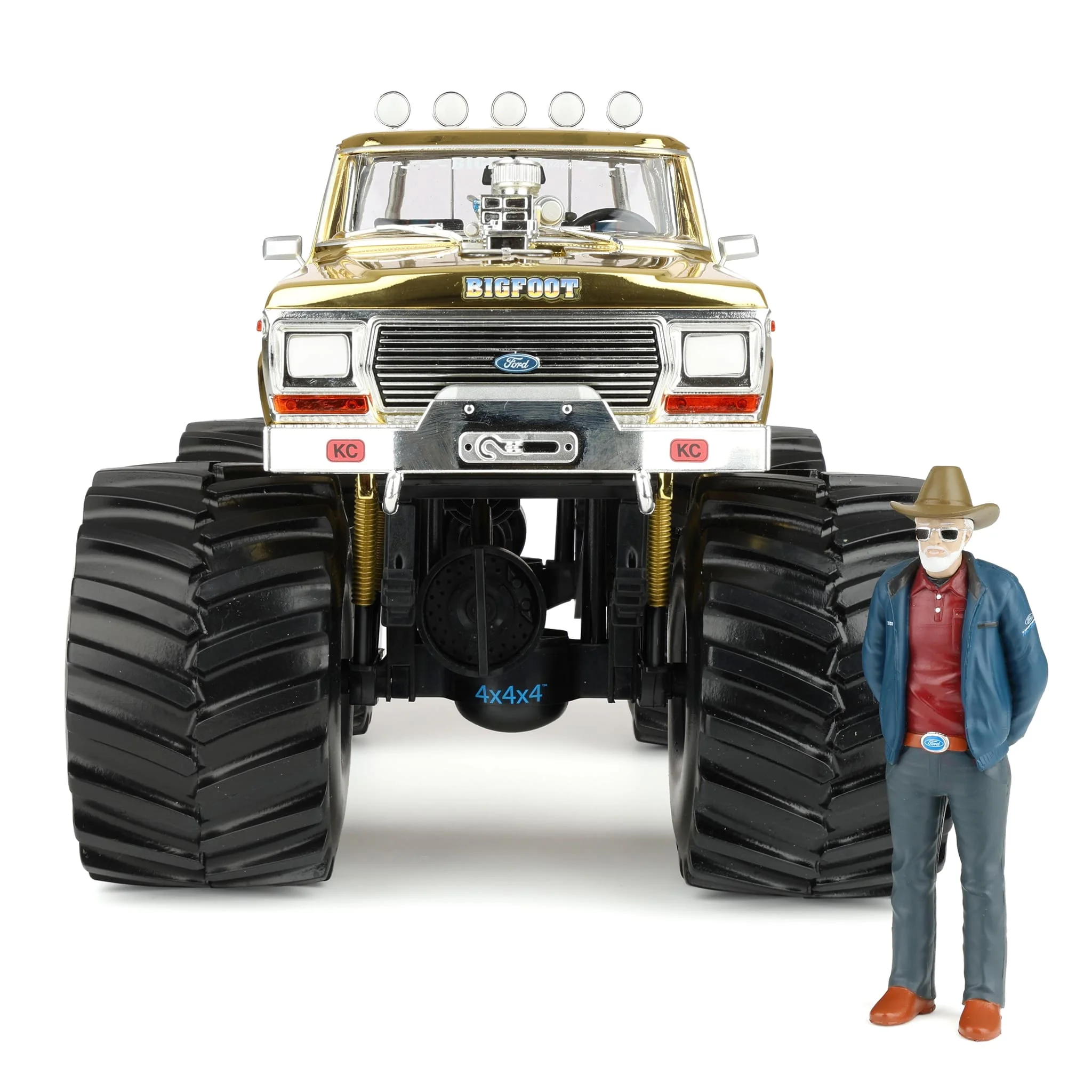1/18 Gold Chrome Bigfoot #1 50th Anniversary 1979 Ford F-250 Monster Truck with Bob Chandler Figurine, Limited Edition - Image 8