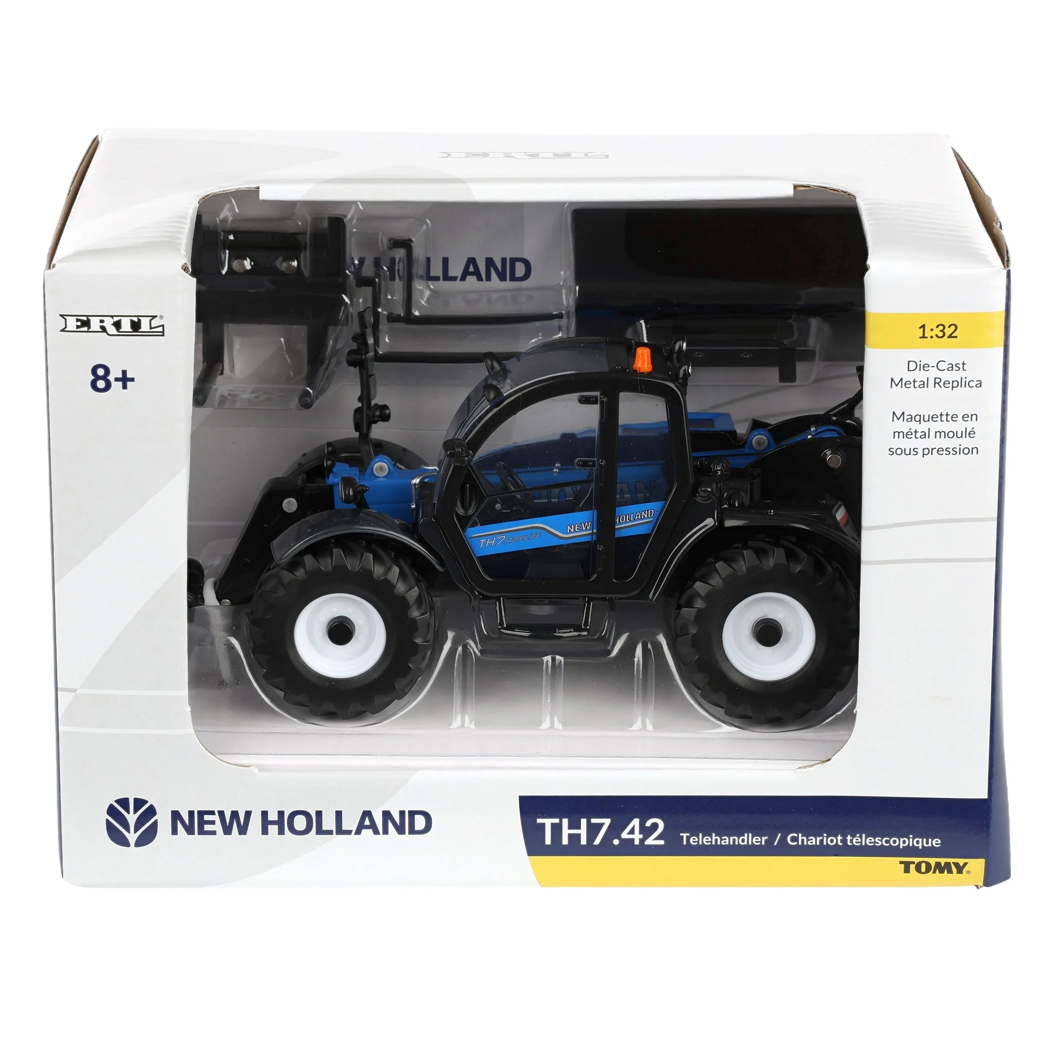 1/32 New Holland Blue TH7.42 Telehandler with (3) Attachments by ERTL - Image 7