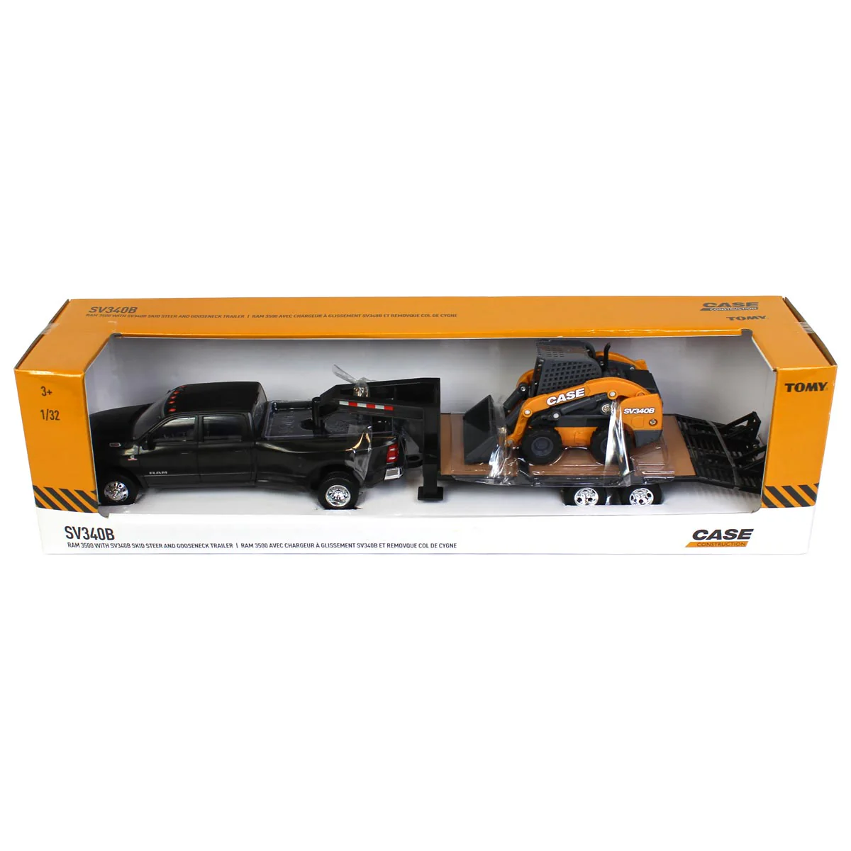 1/32 RAM 3500 Dually Quad Cab Pickup Truck with Gooseneck Trailer & Case SV340B Skid Steer by ERTL - Image 7