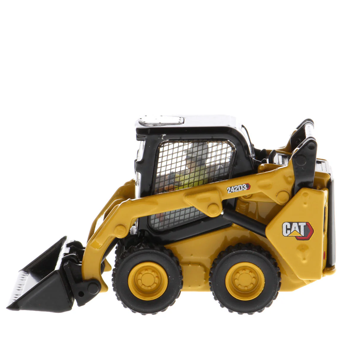1/50 CAT 242D3 Skid Steer Loader with Bucket, Fork & Grapple Bucket by Diecast Masters - Image 4
