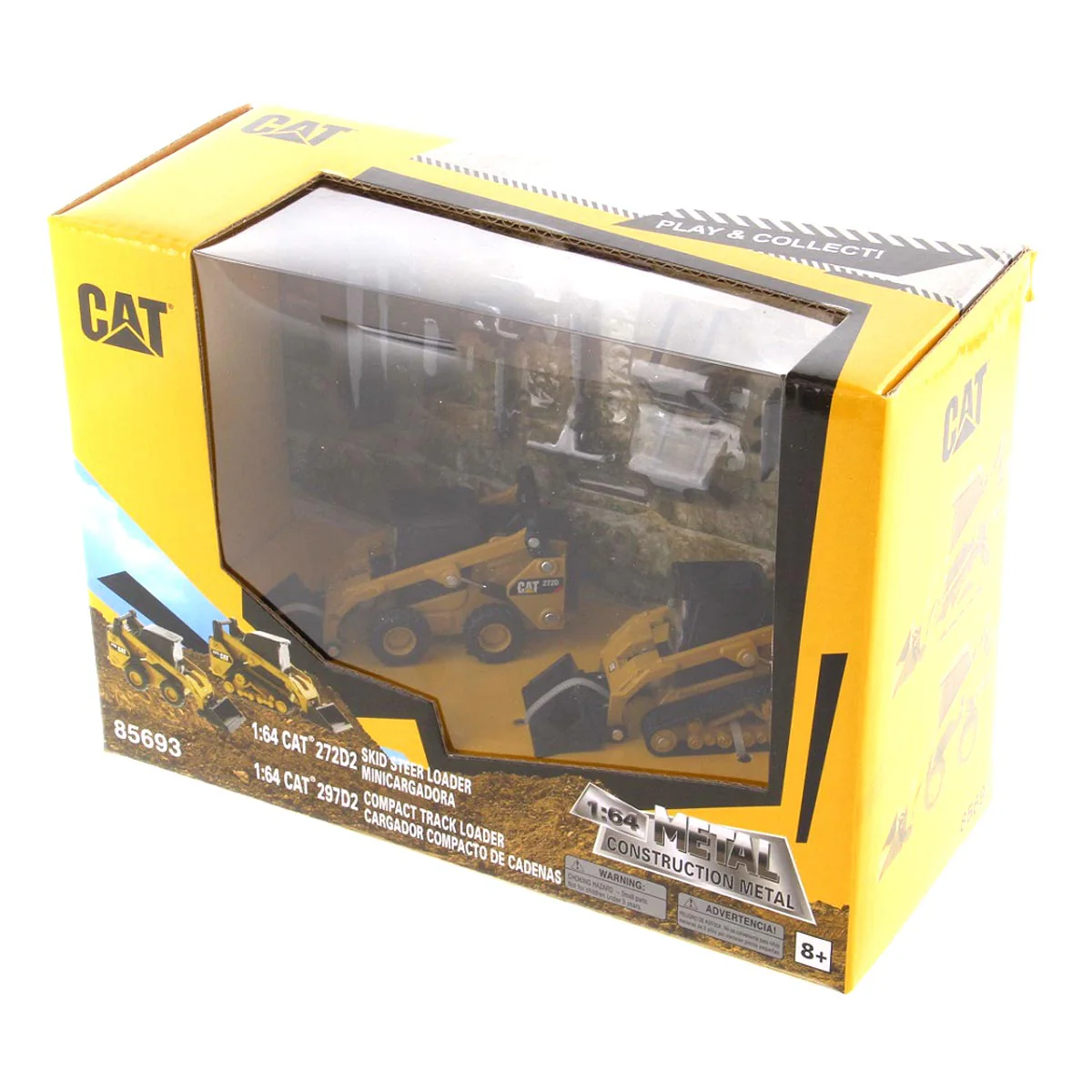 1/64 Caterpillar 272D2 Skid Steer Loader & 297D2 Compact Track Loader, Diecast Masters Play & Collect - Image 8