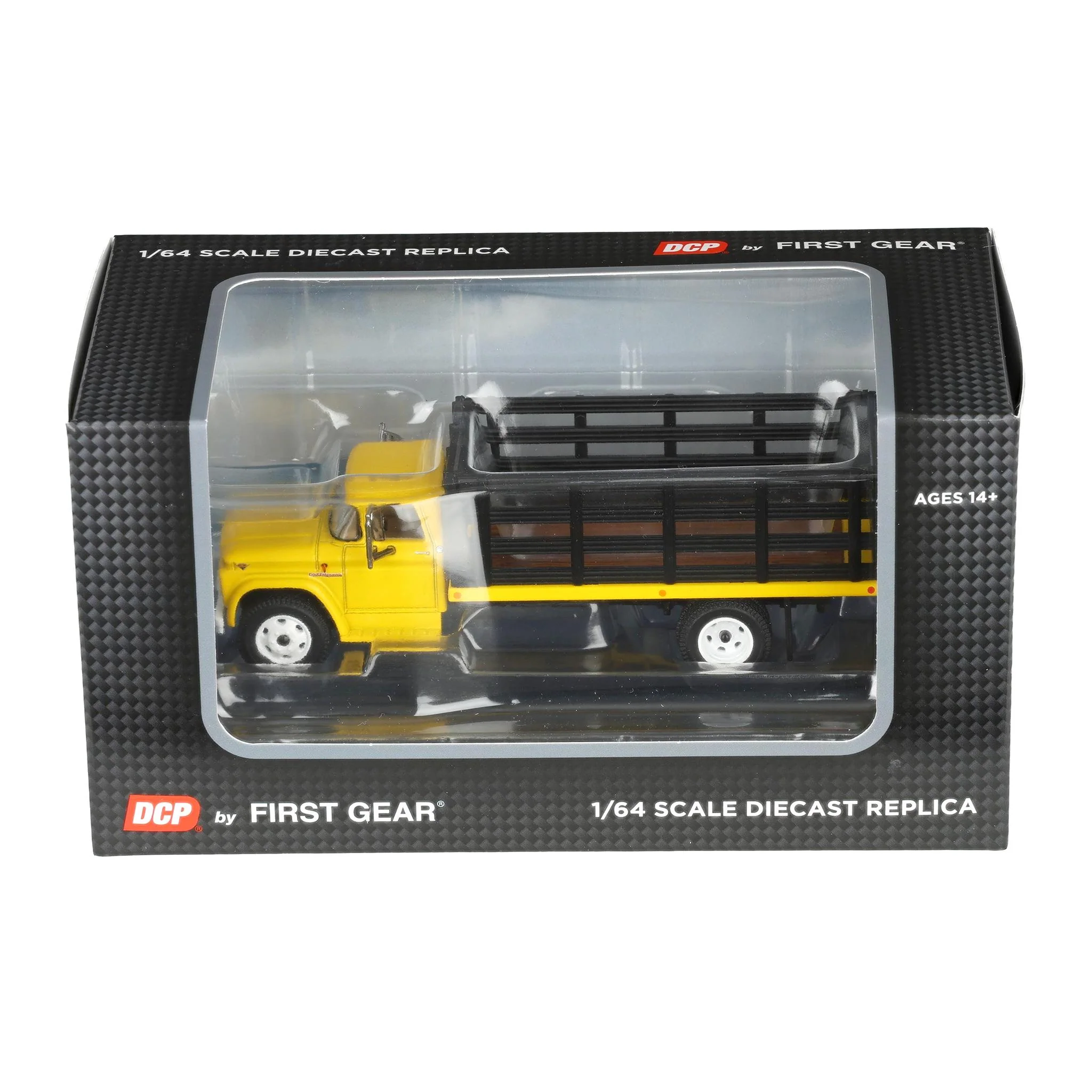 1/64 GMC 4000 Stake Truck, Bright Yellow & Black, DCP by First Gear - Image 7