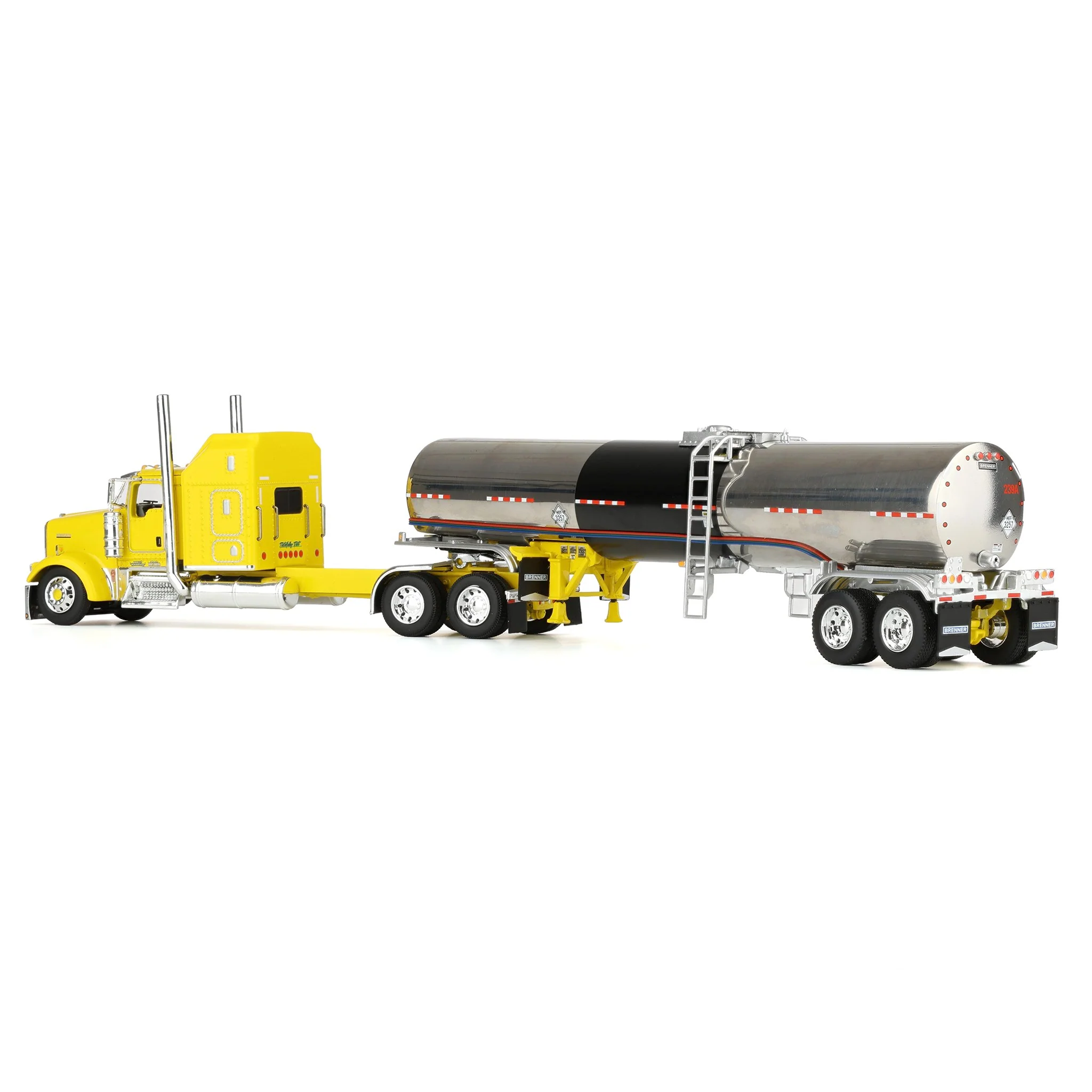 1/64 Kenworth W900L Semi with Brenner Tanker, Double C Transport, DCP by First Gear Dealer Exclusive - Image 4