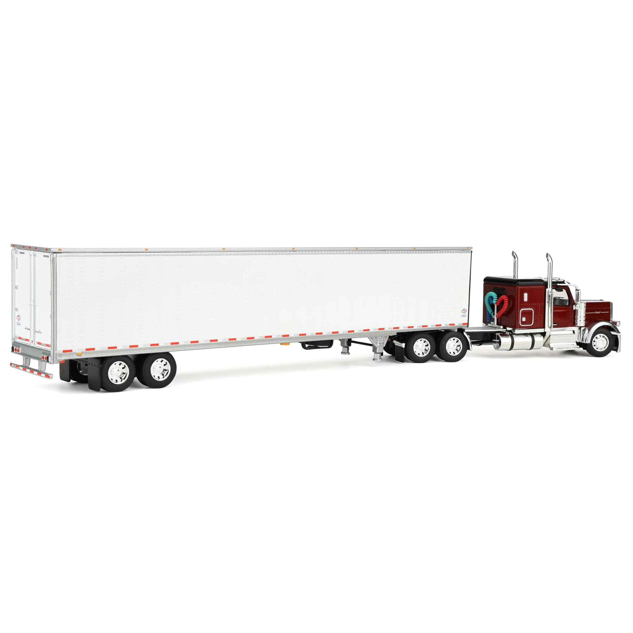 1/64 Peterbilt 589 Semi Truck with 58in Flattop Sleeper & 53ft Utility Trailer, Legendary Red, DCP by First Gear - Image 3