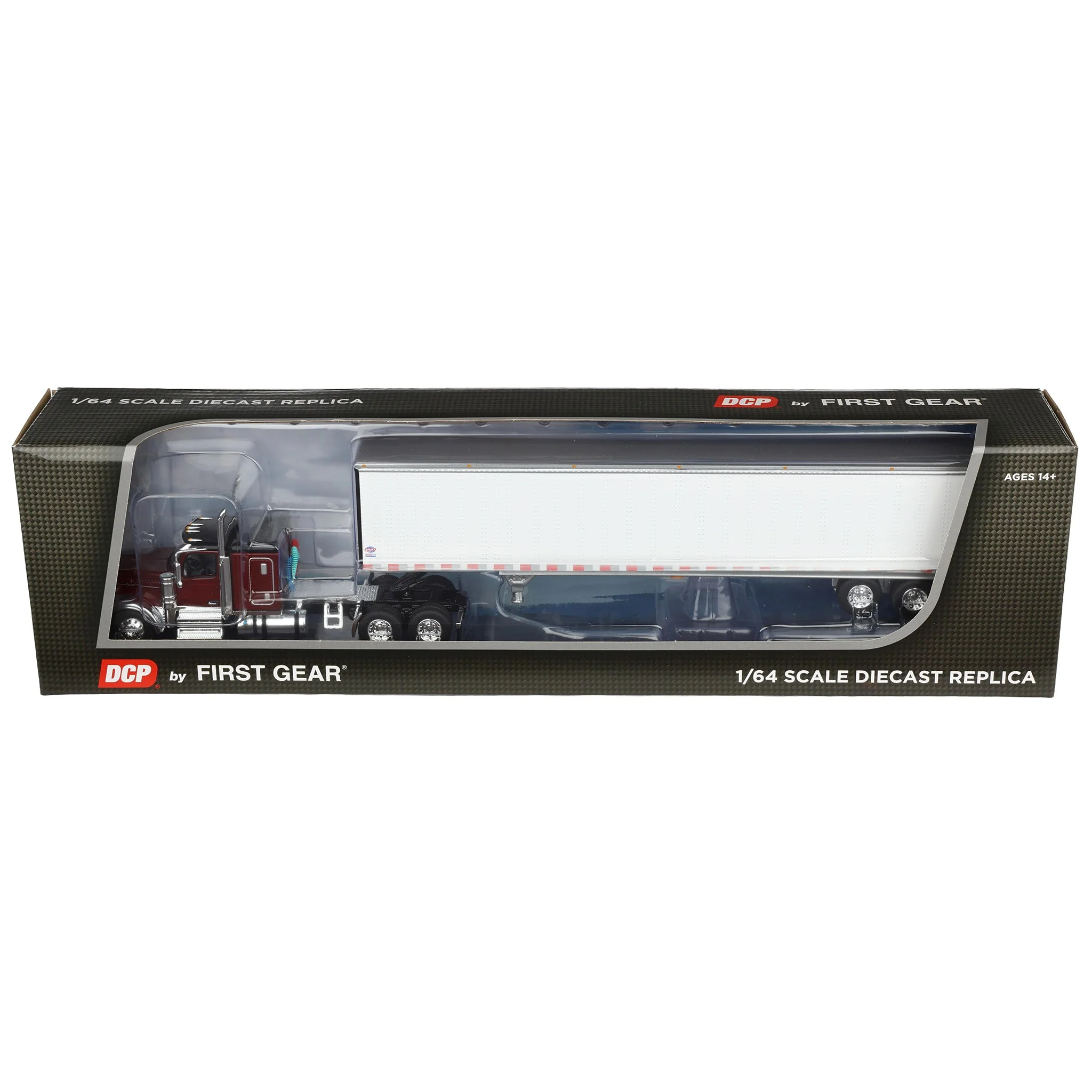 1/64 Peterbilt 589 Semi Truck with 58in Flattop Sleeper & 53ft Utility Trailer, Legendary Red, DCP by First Gear - Image 7