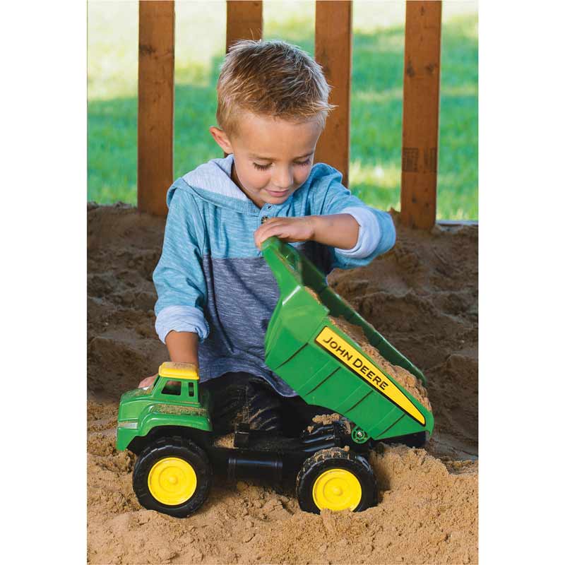 15 Inch Large John Deere BIG SCOOP Dump Truck with 3 Piece Sand Tool Set - Image 3
